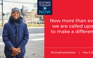 Photo of boy with Giving Tuesday Now logo